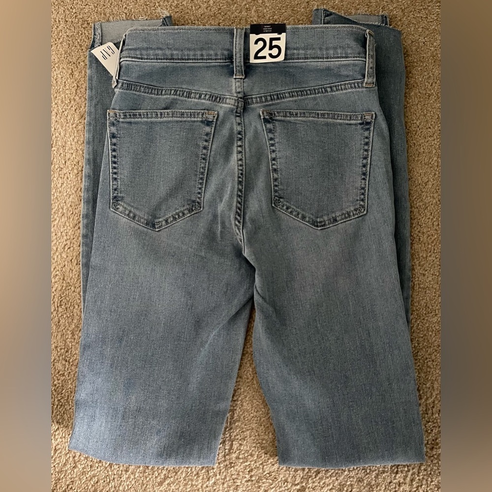 GAP DENIM TRUE SKINNY HIGH RISE Stretch Distressed Jeans Light Wash Sx 0 25 TALL - Picture 4 of 6